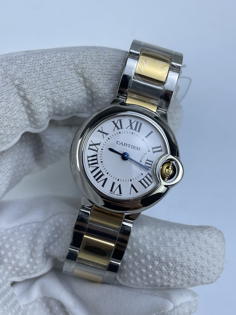 (준비완료/특급배송)NO.3094/V6공장 까르띠에 발롱블루 콤비 스몰 28MM 여성용